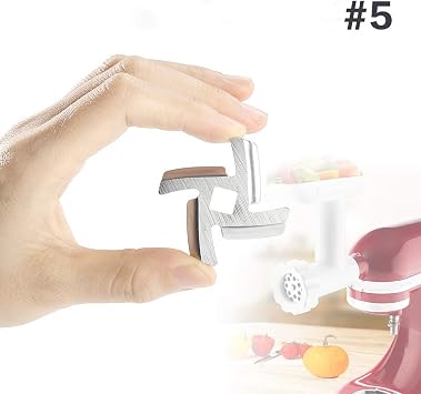 5# Food Meat Grinder Blade Stainless Steel Knife Cutter Compatible with Size 5 Meat Grinder Grinde, Fits Kitchen (2 Pack)