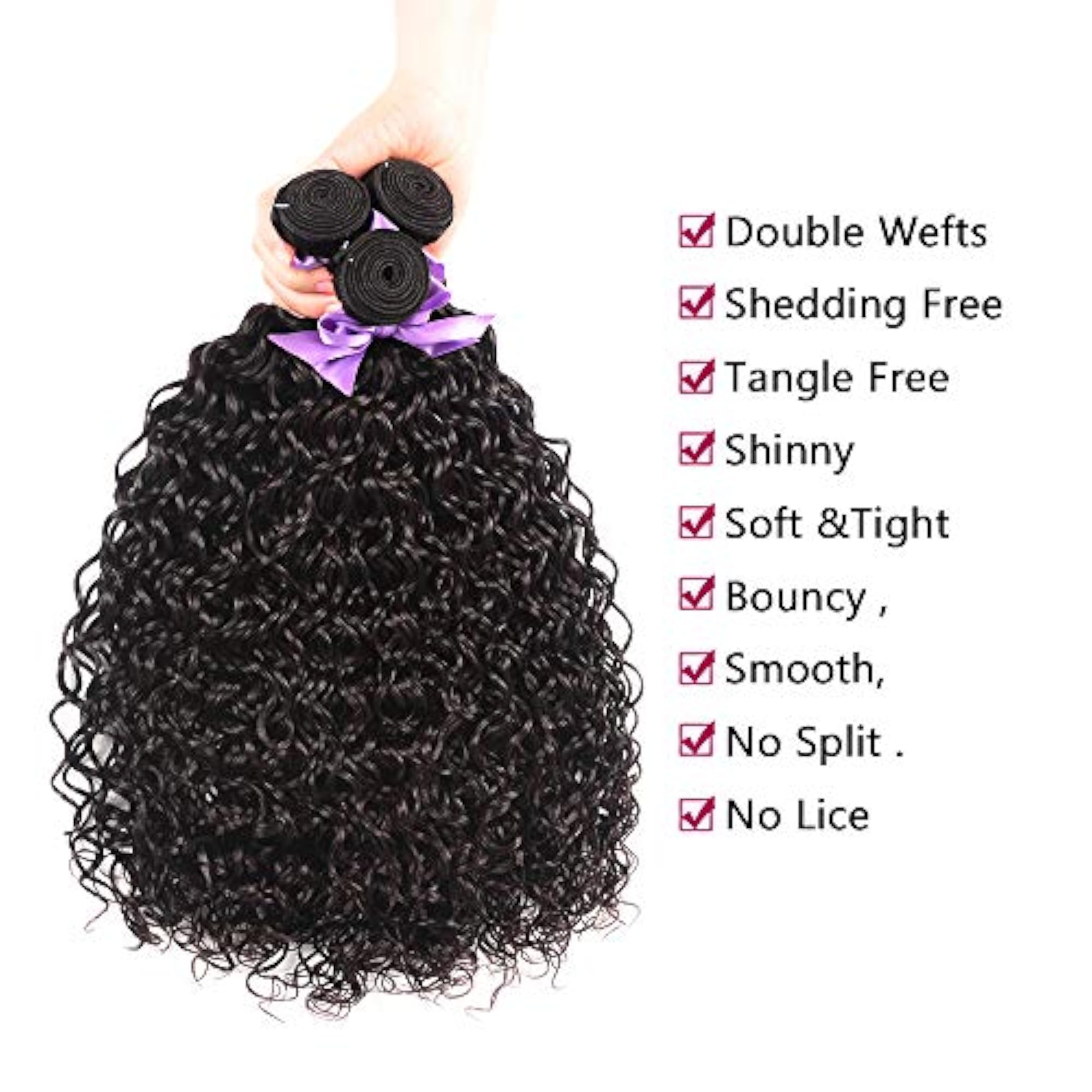 8A Water Wave Bundles With Closure, 100% Unprocessed Human Hair