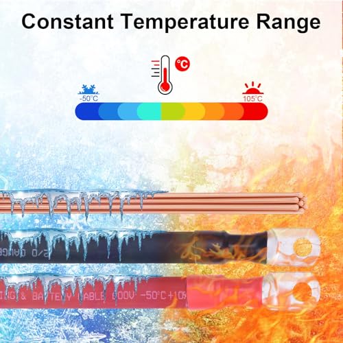 Image of 2 /0 AWG Flexible Battery Cable with 5 /16 inch Terminals - OFC Pure Copper Inverter & Welding Wire for Automotive Solar RV Motorcycle (Red + Black 1.5FT Pair)