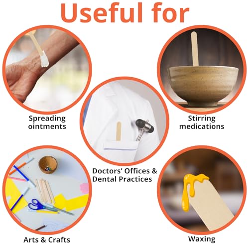 caring wood tongue depressors standard 6 inch length non-sterile high-quality wood unflavored splinter-free versatile for medical beauty arts crafts and more - 500 count box
