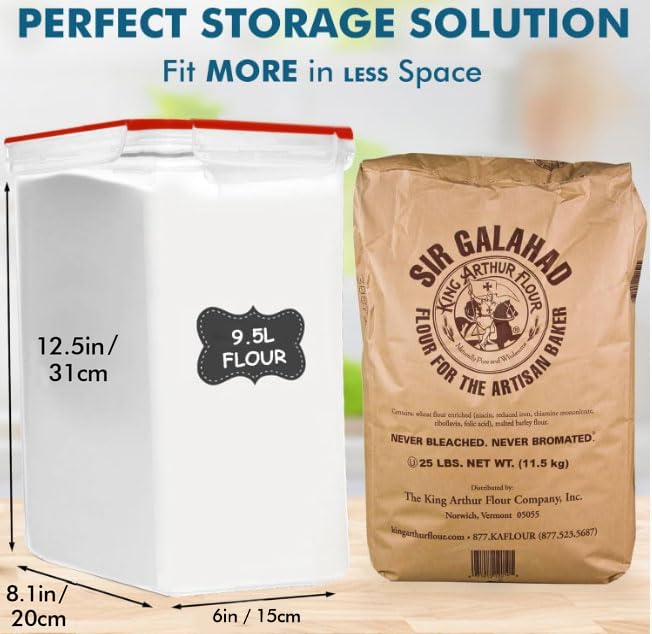 Image of Shazo 2 PC (9.5L | 321 Oz) Extra Large Bulk Food Storage Containers with Airtight Lids for Flour, Sugar, Rice, Cereal & Pasta - Leakproof, BPA-Free Plastic Canisters for Kitchen & Pantry Organization