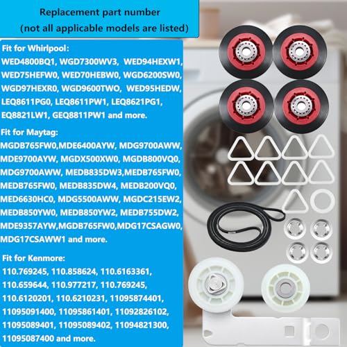 Upgrade 4392067 Dryer Repair Kit with W10837240 Dryer Idler Pulley by Cykemo - Used condition - Image 6