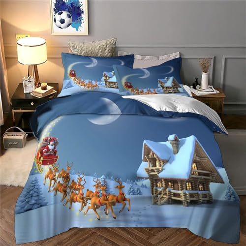 Housse de couette Père Noël 3D super douce lit double - 6