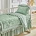 AIKASY The Ruffled Shabby Crib Bedding Set for Girls, Baby Quilted Comforter with Fitted Sheet, Bed Skirt, and Pillowcase.