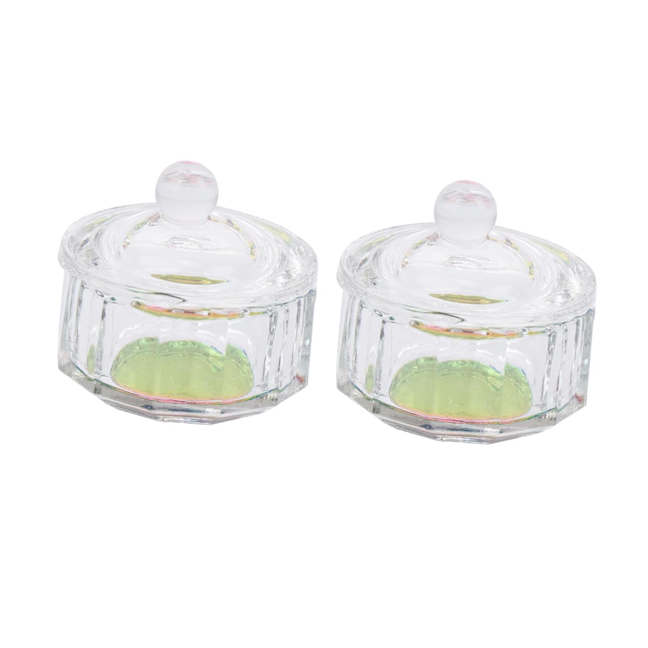 TOVINANNA 2Pcs Nail Crystal Cup Mini Octagon Nail Glass Cup with Lid for Mixing Liquid Powder Compact Design for Nail Salon Use Durable Convenient