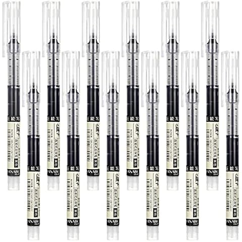 12 pieces Rollerball Pens Black, 0.5mm Liquid Ink Rollerball Pen Fine Point Pens Gel Ink Pen Writing Pens Quick-Drying Ballpoint Pens Black Ink for Office School Cover