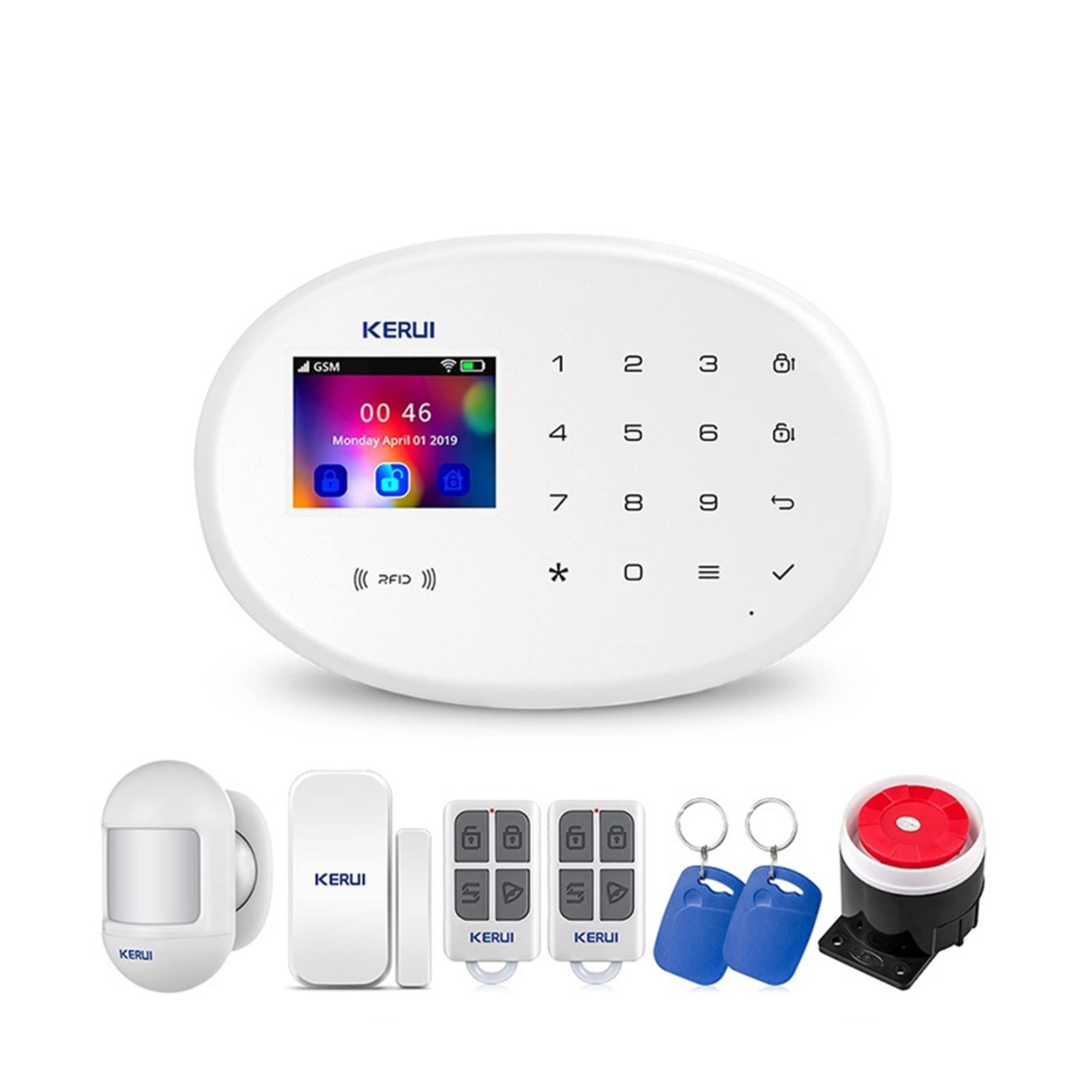 W20 4G WiFi GSM System alarmowy Bezpieczeństwa Tuya Smart Home 2,4 cala Tft. Panel dotykowy Aplikacja Kontroluj detektor dymu włamywacza Szybki montaż(KIT1)