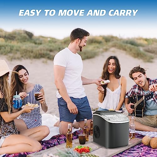 Image of Erivess Ice Makers Countertop, Portable Ice Machine Maker Self-Cleaning, 26Lbs /24H, 9 Bullet Cubes Ready in 6 Mins, Scoop and Basket, for Home /Office /Kitchen