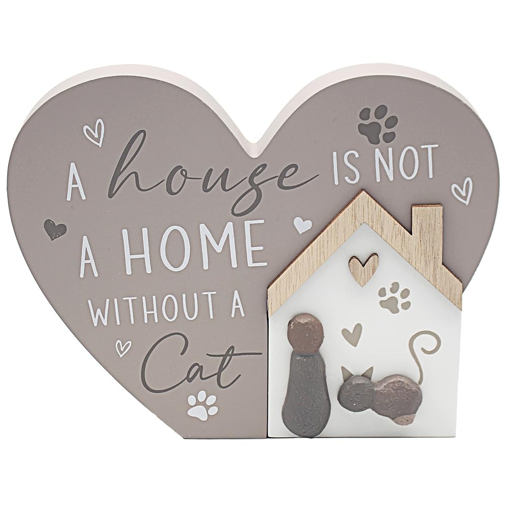 Lesser & Pavey British Designed Loving Quotes Plaque, Cat Heart, 21 x 16 x 3cm