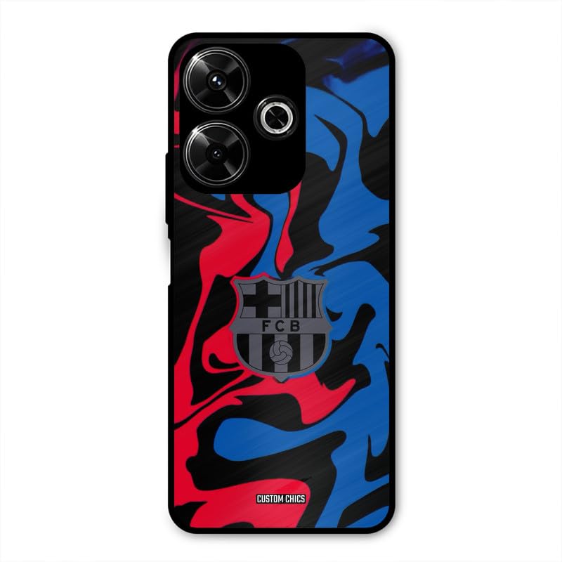 Image of PrintShield FC Barcelona Comic Back Cover for Poco M6 Plus 5G, Shockproof Printed Phone Case with Soft TPU Sides & Anti-Slip Grip