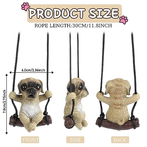 AutoZubehör zum Aufhängen, Auto Anhänger Mops Hund Swinging Auto-Spiegelaufhängung Car Accessories Auto Rückspiegel Nette Innen Dekoration Hänge Ornament Spiegel Charms Zubehör Cute Lustige Geschenke