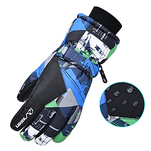 Runrrin Ski Gloves, Winter Warmest Waterproof And Breathable Snow Gloves For Mens,Womens,Ladies And Kids Skiing,Snowboarding(Black-Blue M) #TOP2