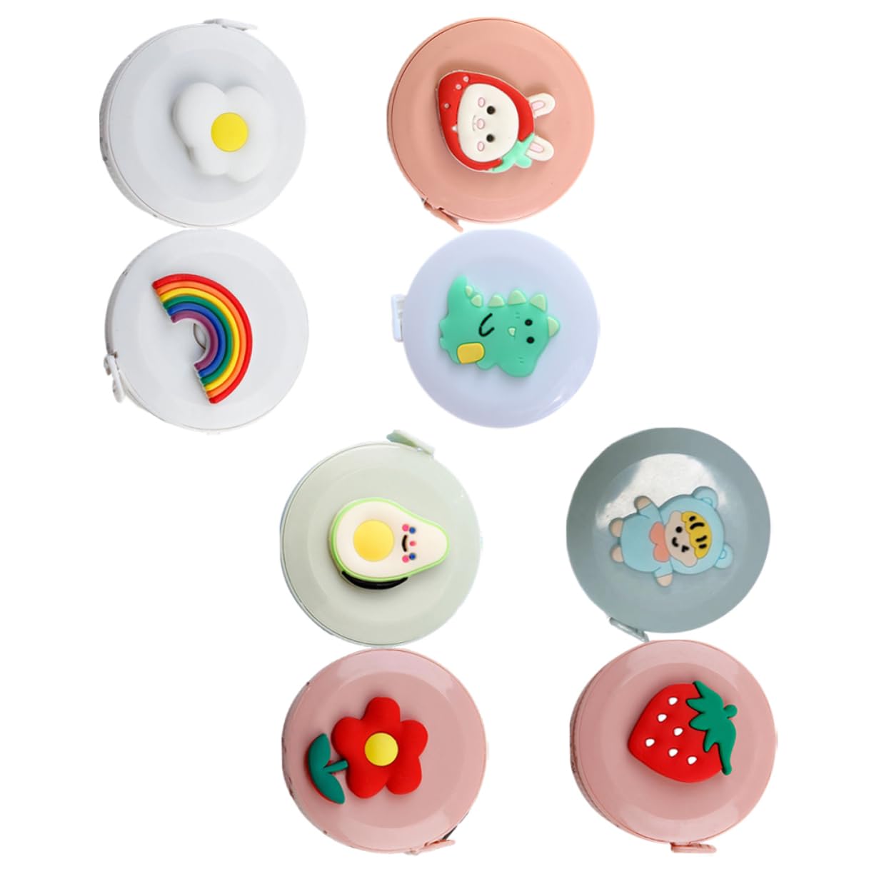 HOMSFOU Mini Cinta Retráctil De Cartoon Para Medidas De Cuerpo Y Manualidades Diseño Lindo Y Compacto Para Costura Y Estudiantes 8 Piezas X 5