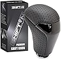 SHIFTIN Piano Black Leather Replacement Gear Shift Knob Shifter Accessory for Toyota Highlander Tacoma 2014-2021 (Punched Black Leather/Piano Black)