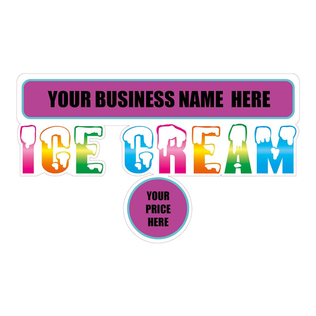 Fastasticdeals Custom Food Truck Decals Ice Cream Snow Design Food and Beverage Concession Concession Sign 10 in on Longest Side Personalized Text