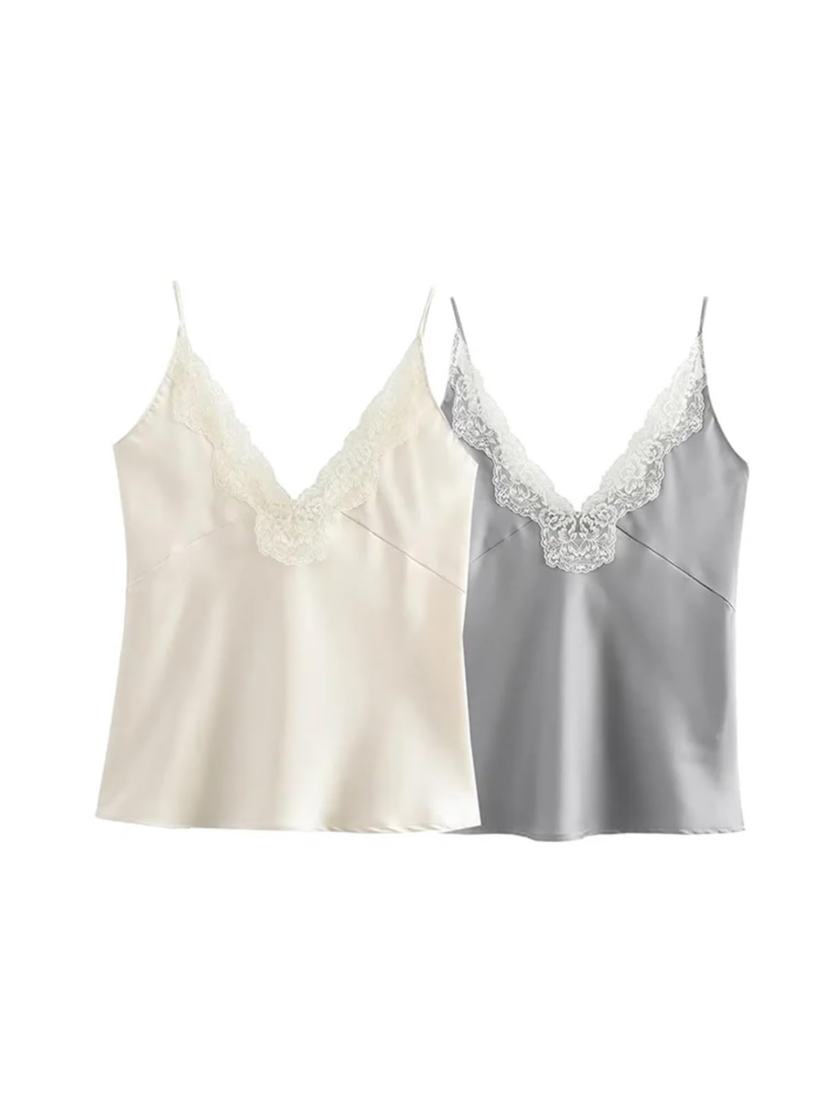 Top de Camisola de Seda Camisola de satén con decoración Encaje for Mujer para IR al Trabajo