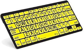 LogicKeyboard XL Print - Black on Yellow Bluetooth Mini Keyboard Compatible with Apple iPad, iPhone, iPod - Part Number LKBU-LPBY-BTON-US