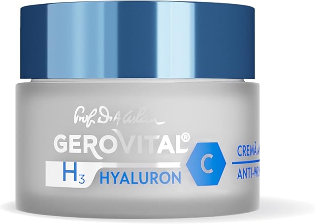 Gerovital H3 Hyaluron C, Anti-Wrinkle Moisturizing Night Cream for Skin Regeneration with Hyaluronic Acid, Vitamin C and E, Fills the Wrinkles, for Dry, Normal Skin, 50 ml