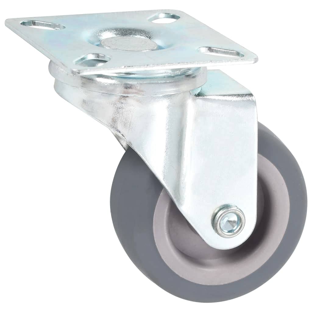 Lenkrollen Set 4 Stk. 50 mm grau TPR Eisen mit Zinkbeschichtung für Werkbank Wagen Rollwagen Plattformwagen Materialfluss Transporttechnik Lagerlogistik leise leichtgängig
