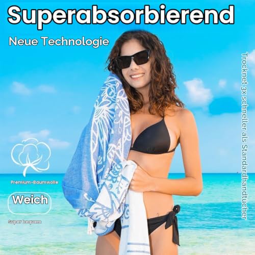Strandtuch Mikrofaser Strandhandtuch Strand Zubehör Groß 180x80 2 Set – Ansicht 6