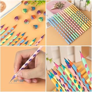 Runxin 64Pcs Matite con Gomma Bambini,32 Gomme Cancellare Bambini Divertenti & 32 Matite Bambini Adatta Regalini Fine Festa Compleanno,Gadget Compleanno Bambini