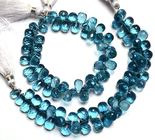 Quartz aigue-marine perles briolettes goutte 7x10mm pour fabrication de collier