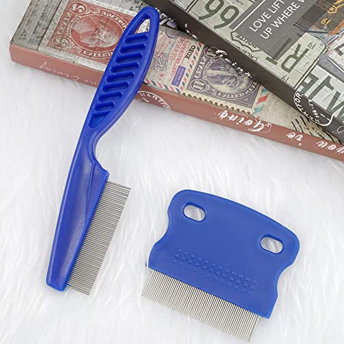 JINSION Läusekamm, 2 PCS Flohkamm Hunde für Katzen, Zeckenkamm für Hunde Staubkamm für Effektiv Gegen Flöhe & Läuse, Tränenfleckentferner Kamm, Haustierkamm Profi Entfernen Floh Kamm für Hund & Katze