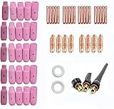Tosense TIG Welding Welder Torch Kit Accessories Equipment Argon Arc Welding Parts Kit Gas Kits Tungsten Electrode for WP-17/18/26 TIG Welding Torch 58PCS