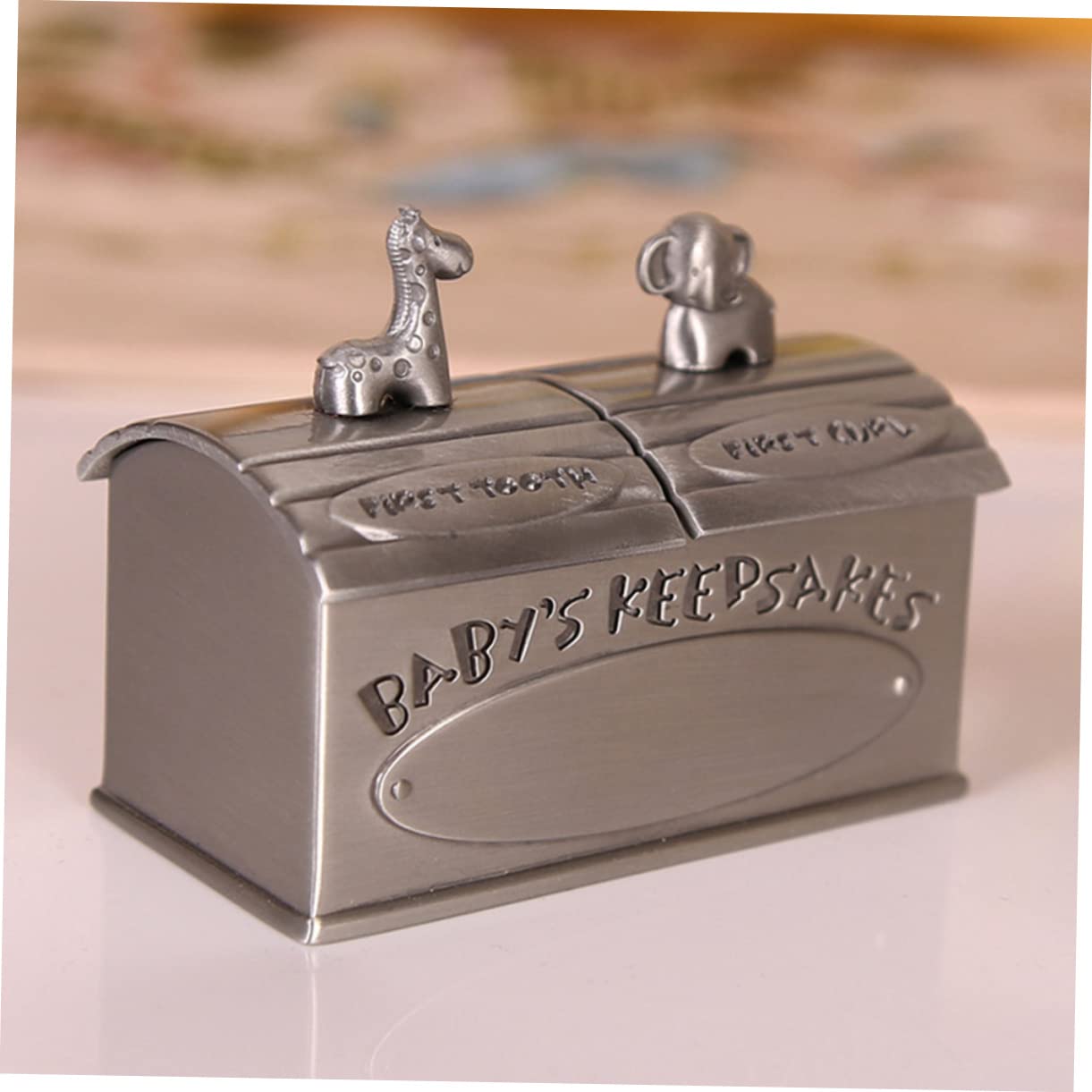 Caja para Dientes de Leche y Recuerdos para Bebés, Aleación de Zinc Plateada, Diseño Compacto y Portátil, Segura para Uso en Bautizo y Año