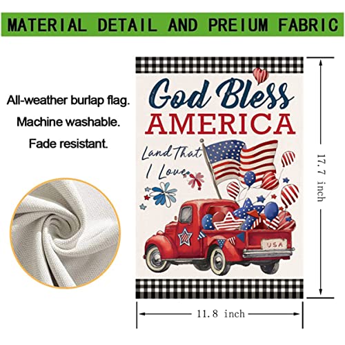 Foweso 4Th Of July Decorations Patriotic Garden Flags Welcome Truck Garden Flag Double Sided Burlap Design Memorial Day America Flag Small Flags For Yard And Garden Independence Day Holiday Flags #TOP6