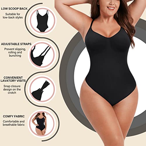 Bodysuit For Women - Tummy Control Shapewear Low Back | Sculpting Body Shaper Thong Dupes Shaping Leotard Tops #TOP1