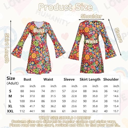 Robes discothèques rétro et déguisement de carnaval sur le thème hippie 5 pièces - 7