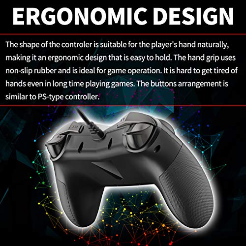 PC Steam Game Controller, IFYOO ONE Pro Wired USB Gaming Gamepad Joystick Compatible with Computer/Laptop(Windows 10/8/7/XP), Android(Phone/Tablet/TV/Box), PS3 - [Black] - Thumbnail 4