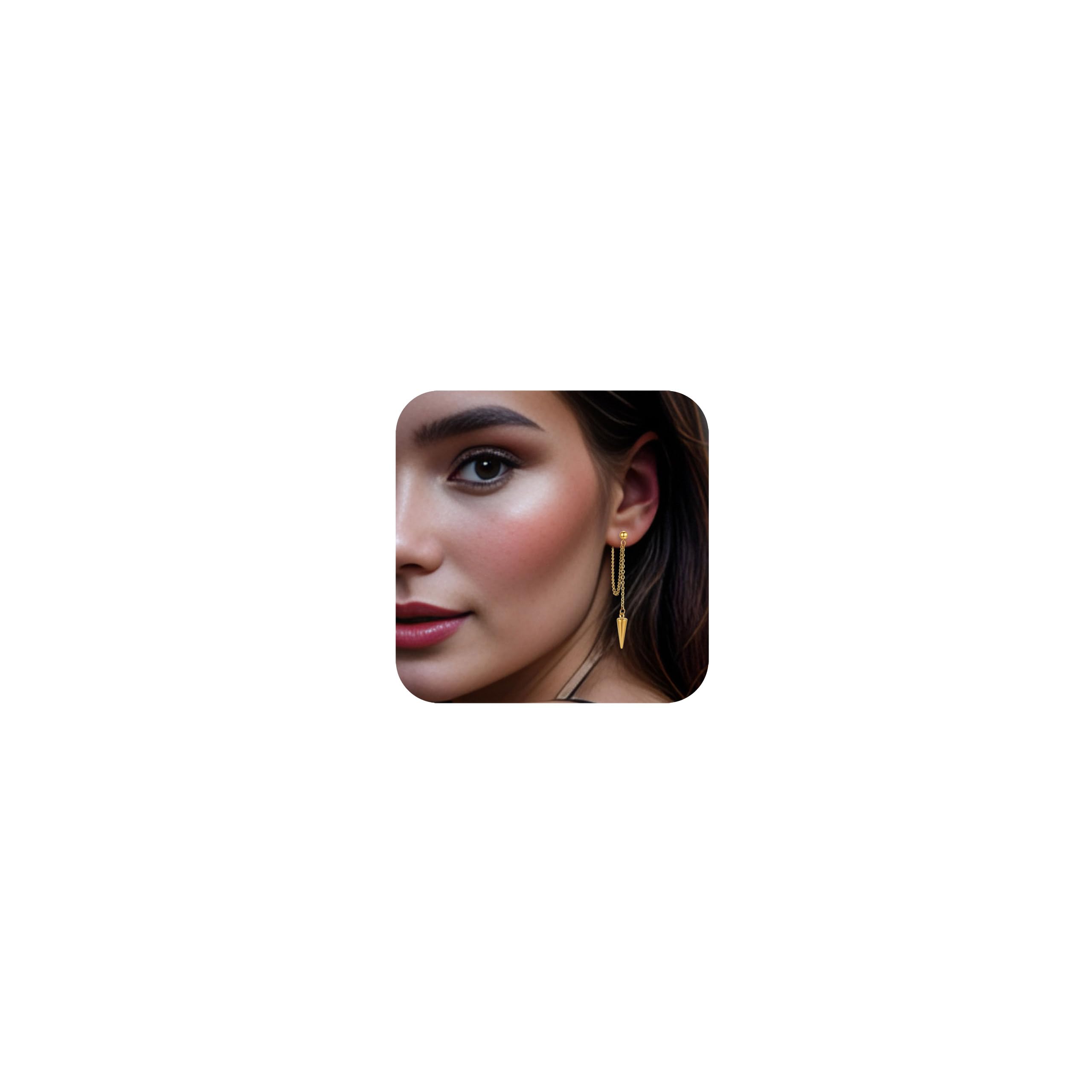 Fiklon Gold Chain Earrings for Women Irregular Bar Spike Drop Dangle Earrings Long Threader Earring Dangly Tassel Earrings Stainless Steel Black Spike