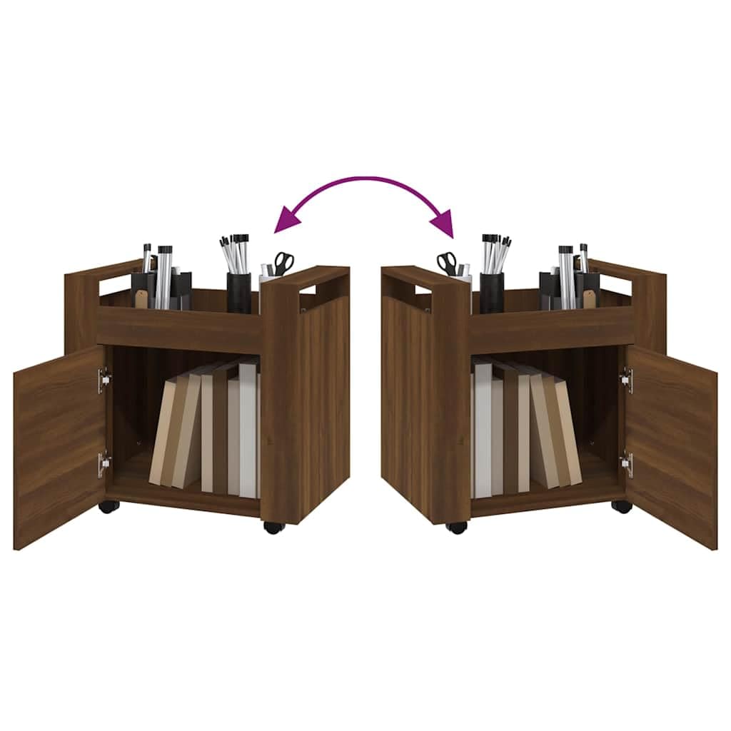 Carrello da ufficio marrone, 60 x 45 x 60 cm, in legno, con ruote