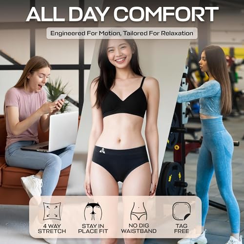 Image of Balanced Tech Moisture Wicking Underwear for Women, Seamless Workout Hipster Brief Bikini Panties