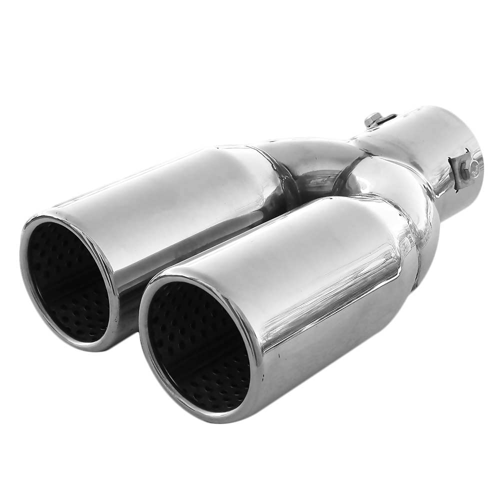 Autohobby 1973 Doppio Universale Terminale Di Scarico Acciaio Inox Fino a 55mm Cromo A B C G H J CC 3 4 5 6 7