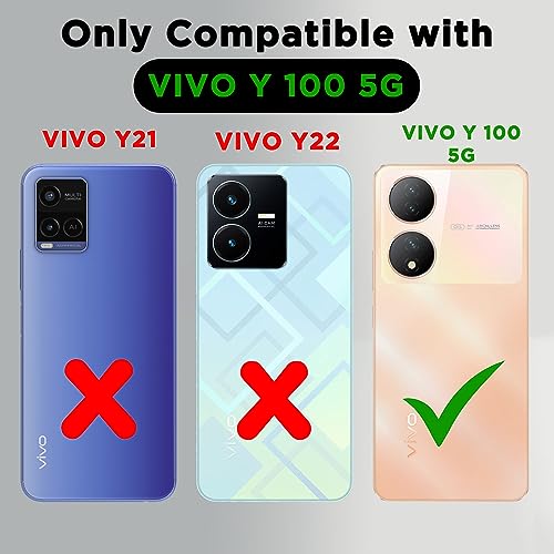 Image of Pikkme Vivo Y100 5G Flip Cover Leather Finish | Inside TPU with Card Pockets | Wallet Stand and Shock Proof | Complete Protection Button Flip Case (Coffee)