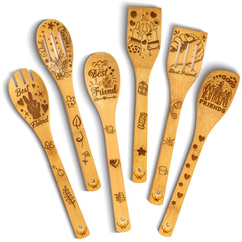Woodlands USA Best Friend Wooden Spoons for Cooking Perfect Birthday Gifts for Best Friend Bamboo Spoons Wooden Kitchen Utensil SetUnique Best Friend Birthday Gifts for Women Who Have Everything