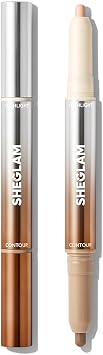 SHEGLAM Fine Line 2-In-1 Nose Contour & Highlight Pen Long Lasting Waterproof Cream Bronzer & Highlight Sticks-Umber