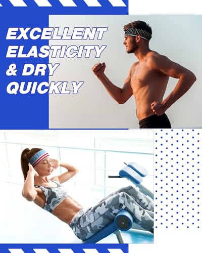 Image of Lyrow 12 Pcs Headbands for Men Running Headband Mens Sweat Bands Headbands for Tennis Athletic Cycling Basketball Yoga Workout Outdoor Sports Gym Jogging Exercise