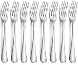 Lazooy Stainless Steel Dinner Forks Rustproof Silverware Dinner Table Fork for Dessert Lightweight D