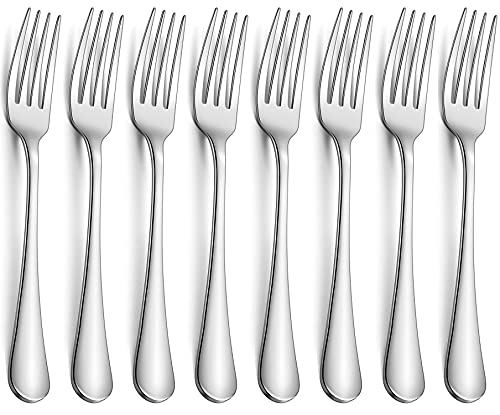 Lazooy Stainless Steel Dinner Forks Rustproof Silverware Dinner Table Fork For Dessert Lightweight Dishwasher Safe, Set Of 8 #TOP8
