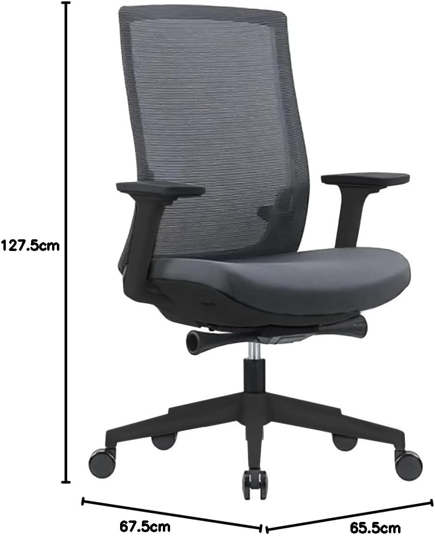 Diagram showing the dimensions of the EFFYDESK GrinChair: 127.5cm height, 67.5cm depth, 65.5cm width