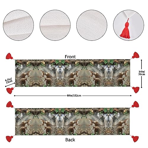 Chemin de table rustique imprimé cerf camouflage pour décoration de repas