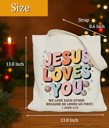 Image of Aesthetic Christian Gifts Tote Bag for Church, Religious Tote Bag for Bible Study, Medium Size with Inner Pocket