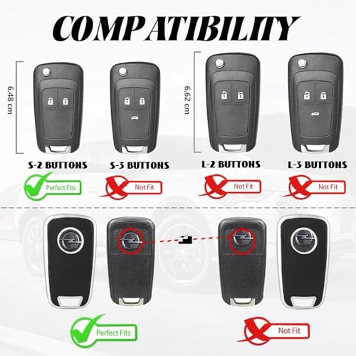 TOOMUME Schlüsselhülle TPU, Autoschlüssel Hülle Passt für Chevrolet Trax Opel Vauxhall Adam Astra Corsa Meriva Mokka Movano Zafira Tourer Buick, Schlüsselcover Schutz Schlüsselgehäuse - 2 Tasten S