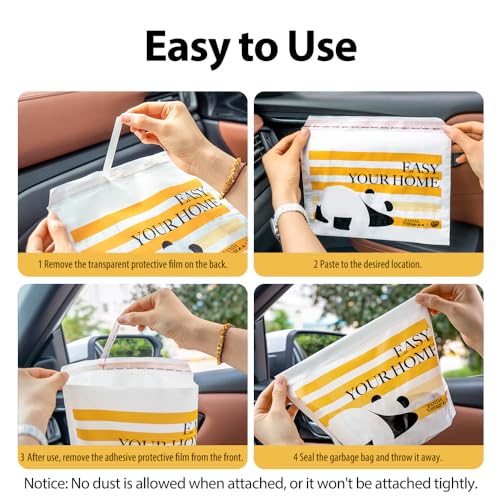 Image of 60PCS Portable Car Trash Bag with Self-Adhesive Strips Disposable Self-Standing Car Garbage Bags Waterproof Leak-Proof Easy Stick-On for Cars Office Kitchen Bedroom Travel and Camping