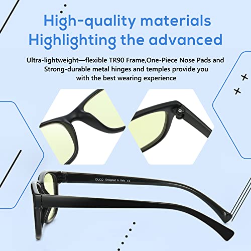 Image of DUCO Blue Light Glasses Blue Ray Blocking Glasses Computer Gaming Glasses with Amber Lens 8016