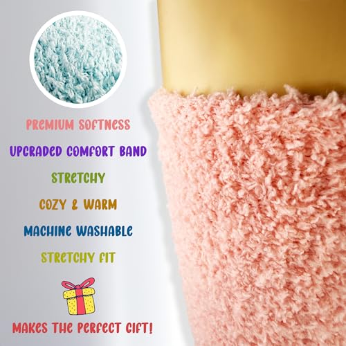 Fuzzy Socks 12 Pairs Fluffy Cozy Soft Womens Girls Plush Warm Sleep House Sock Winter Holiday Bulk Pack4